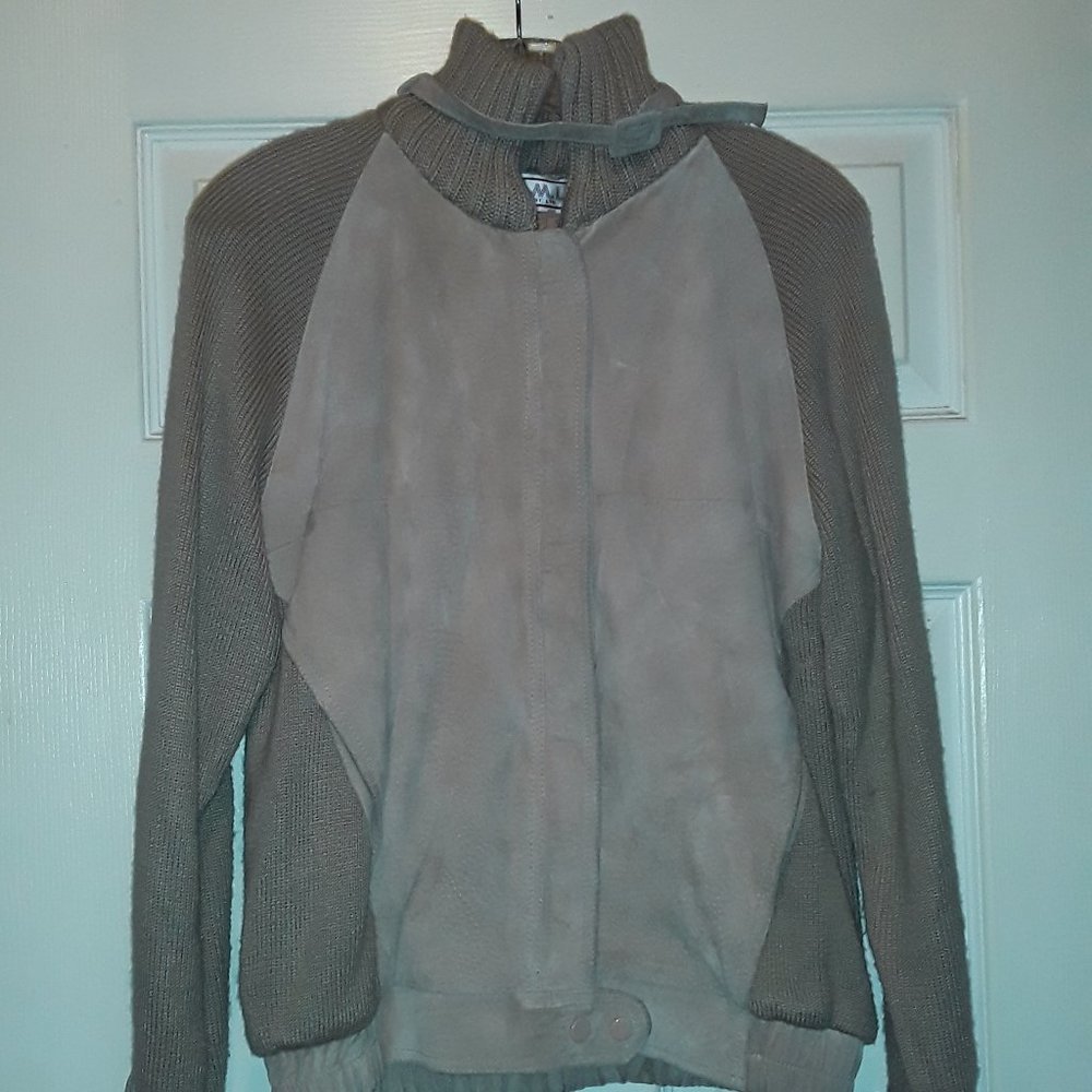 S.M.L. Sport womens Tan leather/wool jacket size M